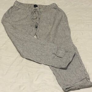 J Crew linen blend jogger style striped pants